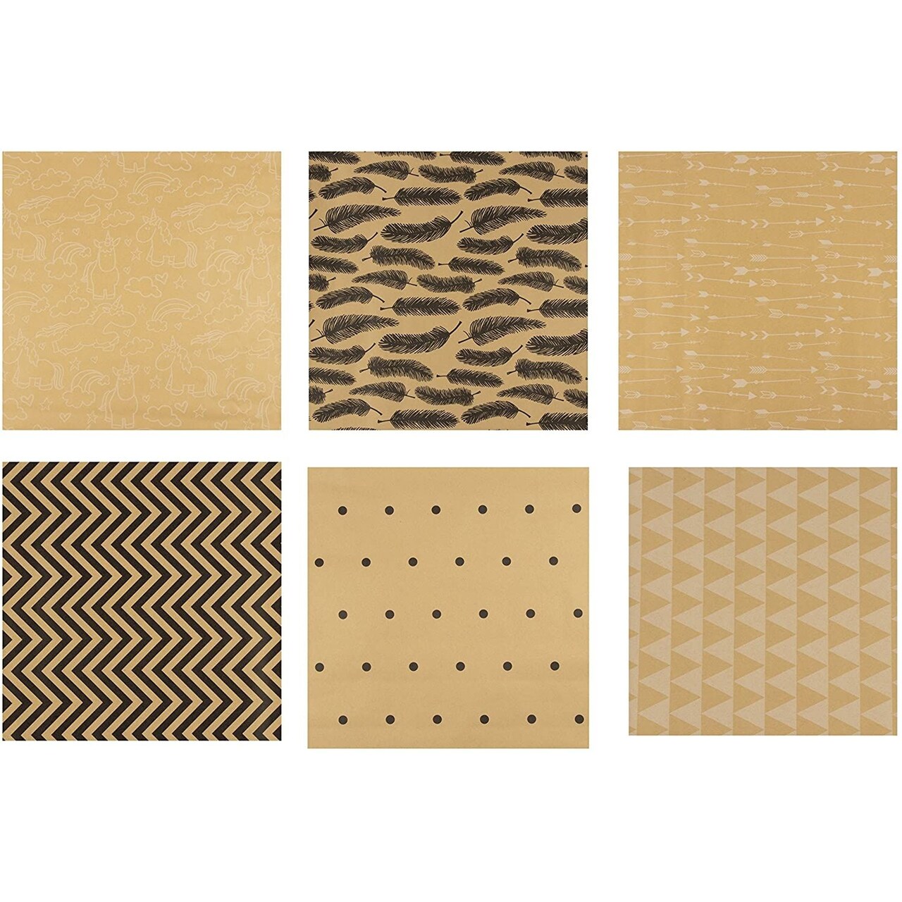 30 x 120 Inches Gift Wrapping Paper Roll - 6-Pack Decorative Kraft Wrapping Papers, All Occasion Gift Wraps for Birthdays, Valentines, Christmas, Baby Shower, 6 Assorted Designs, 2.5 x 10 Feet